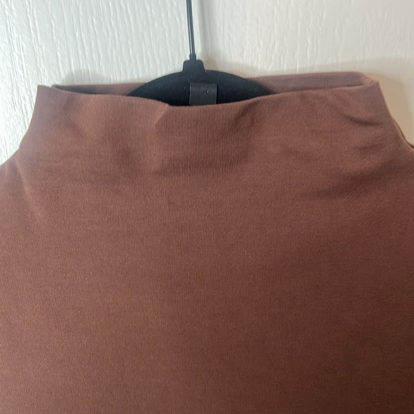 J. Crew  Sleeveless  Pocket Fitted Mock Neck Poplin skirt Brown Maxi Sundress  L - Picture 7 of 7